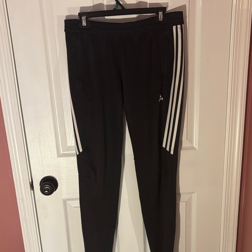 adidas Black Track Pants with White Stripes